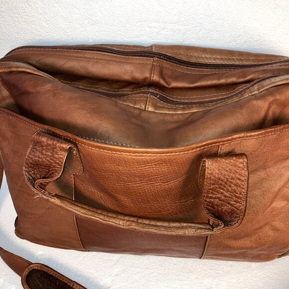 Men's Leather Crossbody Bag Vintage Shoulder Bag Casual Medium Messenger Pack - Picture 2 of 9